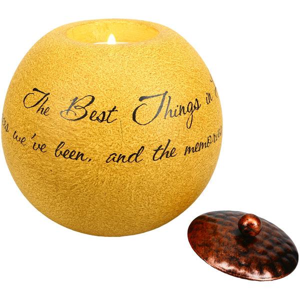 pavilion gift company Best Things in Life 4.5" Round Candle Holder