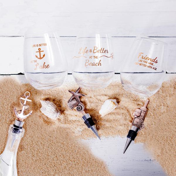 Pavilion Gift Company Better At The Lake Bottle Stopper And 20 Oz Stemless Gift Set