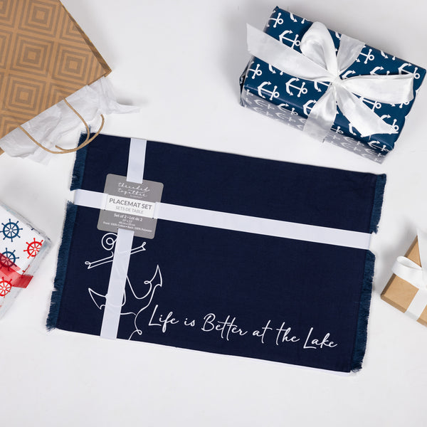 Pavilion Gift Company Better At The Lake Cotton Placemats (Set Of 2)