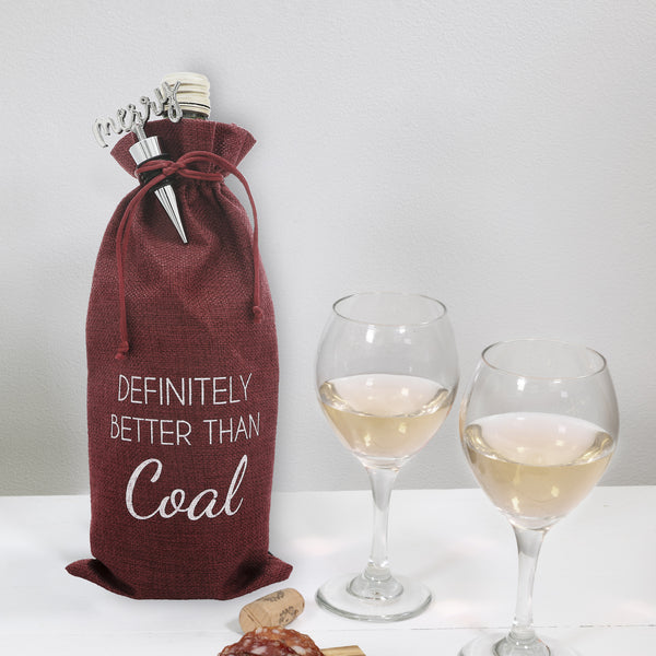 Pavilion Gift Company Better Than Coal 13" Wine Gift Bag Set
