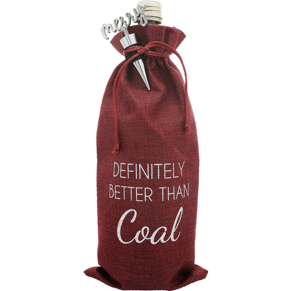 pavilion gift company Better Than Coal 13" Wine Gift Bag Set