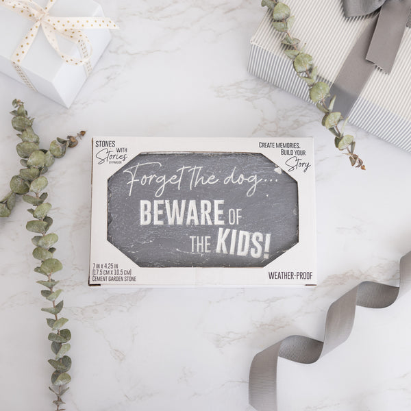 Pavilion Gift Company Beware Of The Kids 7" X 4.25" Garden Stone