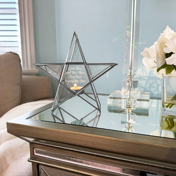 Pavilion Gift Company Beyond 8.25" Glass Star Tea Light Holder