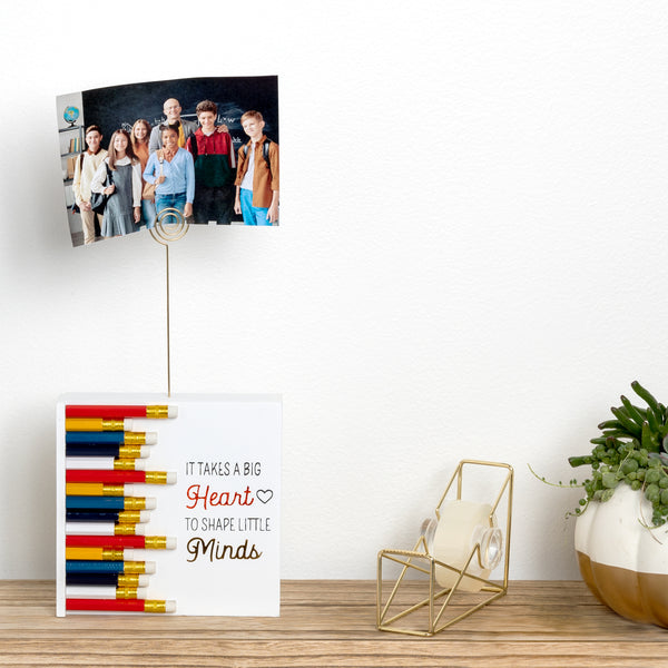 Pavilion Gift Company Big Heart 5" MDF Plaque With Photo Clip