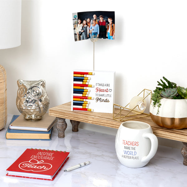 Pavilion Gift Company Big Heart 5" MDF Plaque With Photo Clip