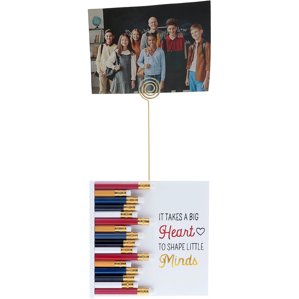 pavilion gift company Big Heart 5" MDF Plaque with Photo Clip