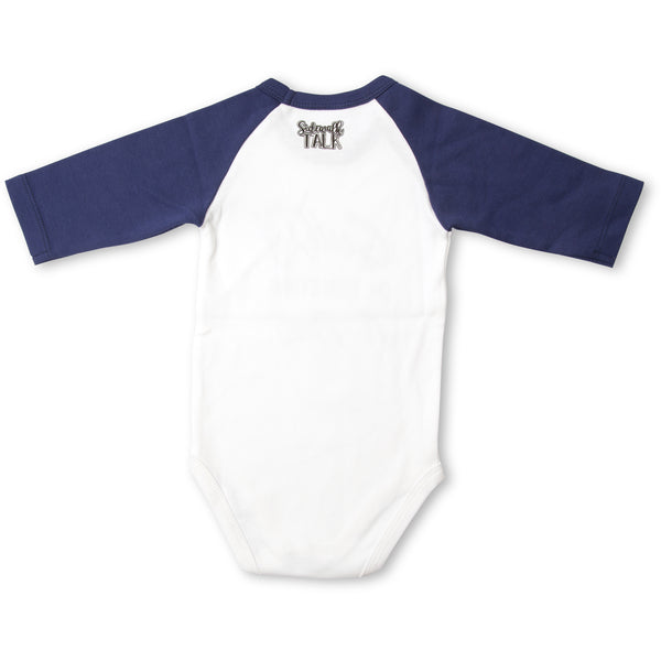 Pavilion Gift Company Big Trucks 6-12 Months 3/4 Length Navy Sleeve Onesie