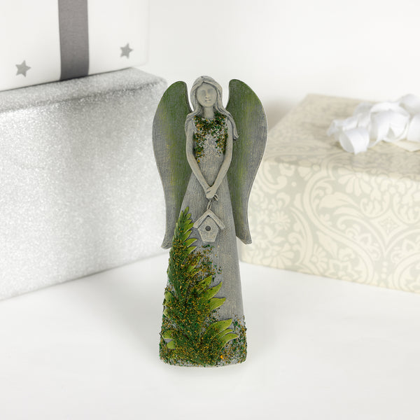 Pavilion Gift Company Birdhouse 8.75" Angel Holding A Birdhouse