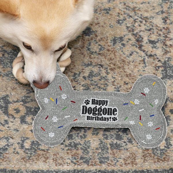 Pavilion Gift Company Birthday Bone 11" Canvas Dog Toy On Rope