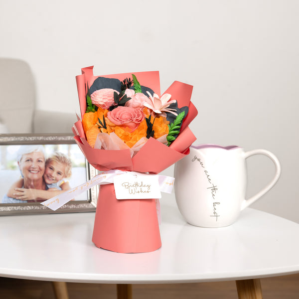 Pavilion Gift Company Birthday Coral Preserved Floral Bouquet