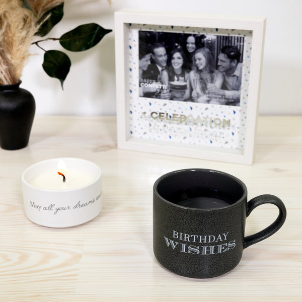 Pavilion Gift Company Birthday Stacking Mug And Candle Set 100% Soy Wax Scent: Tranquility