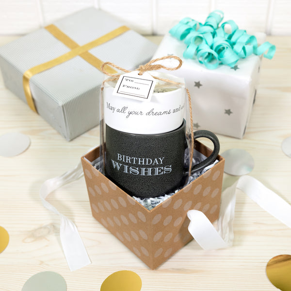 Pavilion Gift Company Birthday Stacking Mug And Candle Set 100% Soy Wax Scent: Tranquility
