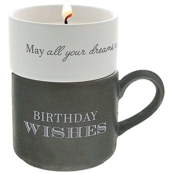 pavilion gift company Birthday Stacking Mug and Candle Set 100% Soy Wax Scent: Tranquility