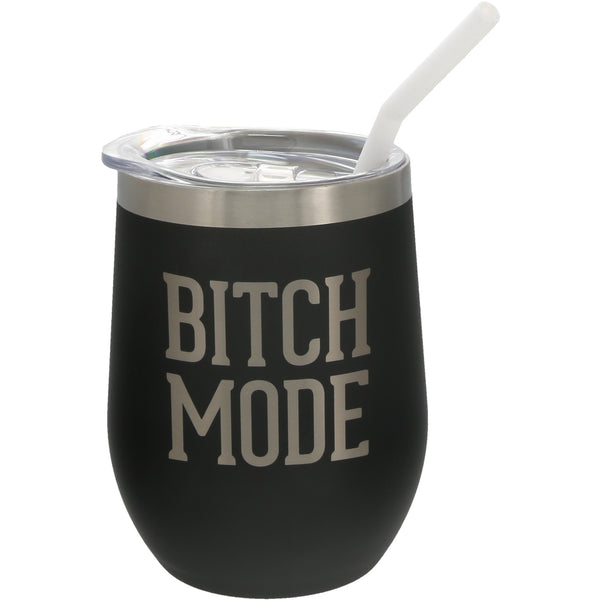 pavilion gift company Bitch Mode 12 oz Stemless Travel Tumbler with Straw
