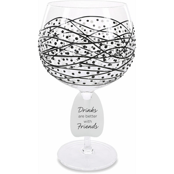 pavilion gift company Black Tangle 24 oz Hand Decorated Glass
