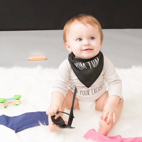 Pavilion Gift Company Black Yum Yum Reversible Handkerchief Bib