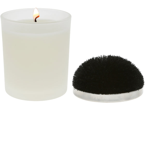 pavilion gift company Blank Black - 5.5 oz - 100% Soy Wax Candle with Pom Pom Lid Scent: Tranquility