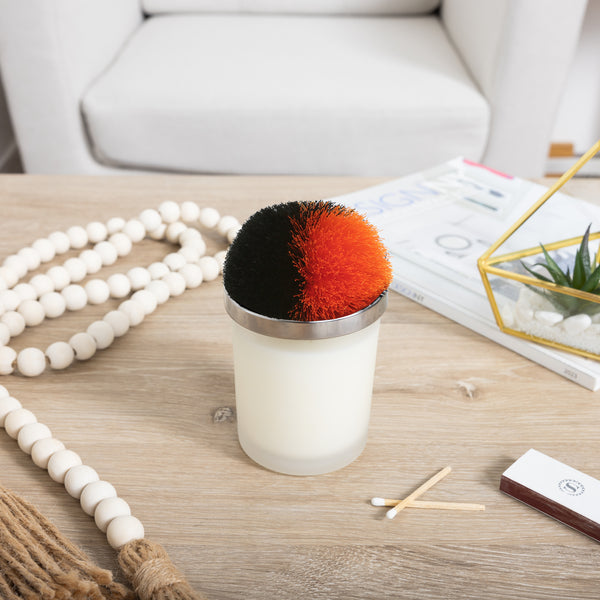 Pavilion Gift Company Blank Black & Orange - 5.5 Oz - 100% Soy Wax Candle With Pom Pom Lid Scent: Tranquility