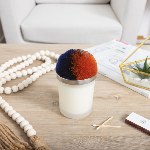 Pavilion Gift Company Blank Blue & Orange - 5.5 Oz - 100% Soy Wax Candle With Pom Pom Lid Scent: Tranquility