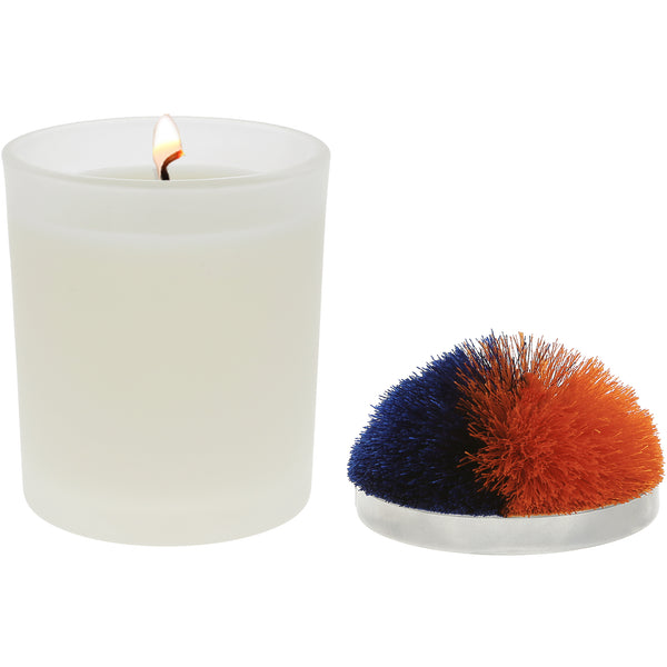 pavilion gift company Blank Blue & Orange - 5.5 oz - 100% Soy Wax Candle with Pom Pom Lid Scent: Tranquility