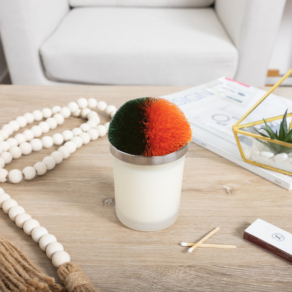 Pavilion Gift Company Blank Green & Orange - 5.5 Oz - 100% Soy Wax Candle With Pom Pom Lid Scent: Tranquility
