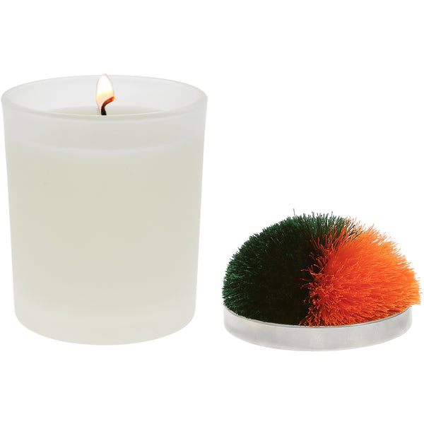 pavilion gift company Blank Green & Orange - 5.5 oz - 100% Soy Wax Candle with Pom Pom Lid Scent: Tranquility