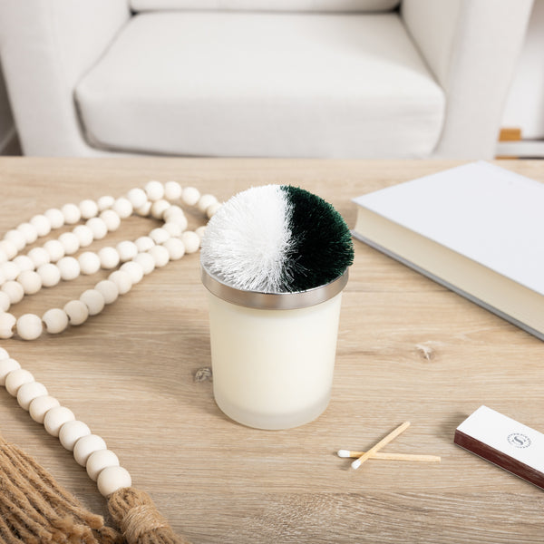 Pavilion Gift Company Blank Green & White - 5.5 Oz - 100% Soy Wax Candle With Pom Pom Lid Scent: Tranquility
