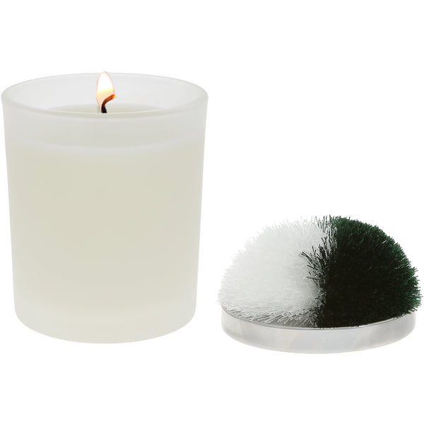 pavilion gift company Blank Green & White - 5.5 oz - 100% Soy Wax Candle with Pom Pom Lid Scent: Tranquility