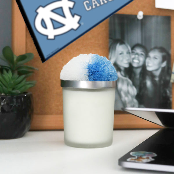 Pavilion Gift Company Blank Light Blue & White - 5.5 Oz - 100% Soy Wax Candle With Pom Pom Lid Scent: Tranquility