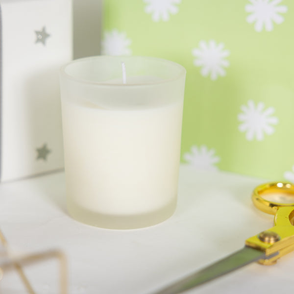 Pavilion Gift Company Blank Maroon & White - 5.5 Oz - 100% Soy Wax Candle With Pom Pom Lid Scent: Tranquility