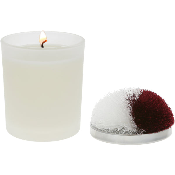 pavilion gift company Blank Maroon & White - 5.5 oz - 100% Soy Wax Candle with Pom Pom Lid Scent: Tranquility