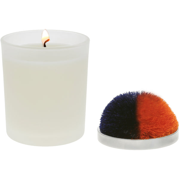 pavilion gift company Blank Navy & Orange - 5.5 oz - 100% Soy Wax Candle with Pom Pom Lid Scent: Tranquility