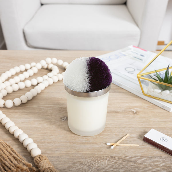 Pavilion Gift Company Blank Purple & White - 5.5 Oz - 100% Soy Wax Candle With Pom Pom Lid Scent: Tranquility