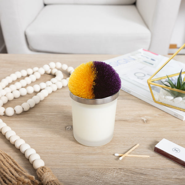 Pavilion Gift Company Blank Purple & Yellow - 5.5 Oz - 100% Soy Wax Candle With Pom Pom Lid Scent: Tranquility