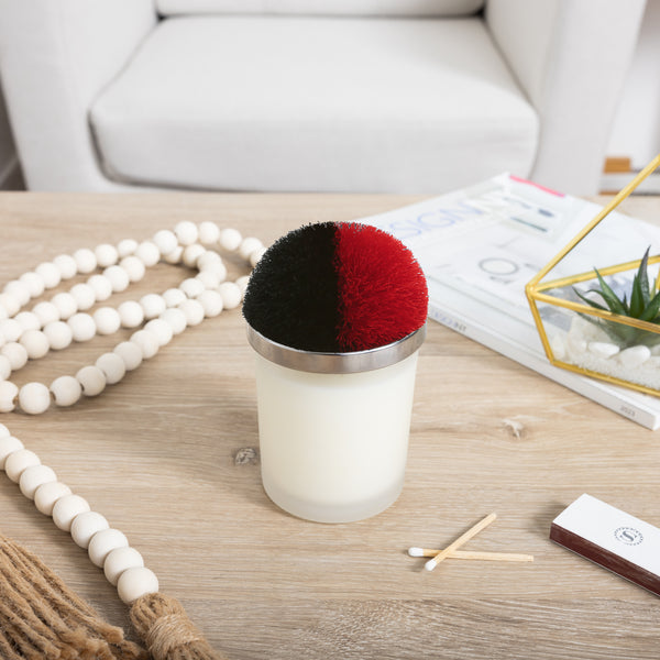 Pavilion Gift Company Blank Red & Black - 5.5 Oz - 100% Soy Wax Candle With Pom Pom Lid Scent: Tranquility
