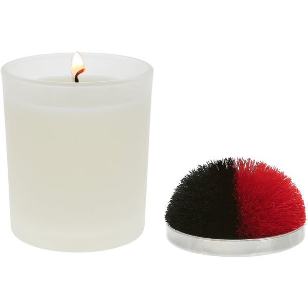 pavilion gift company Blank Red & Black - 5.5 oz - 100% Soy Wax Candle with Pom Pom Lid Scent: Tranquility