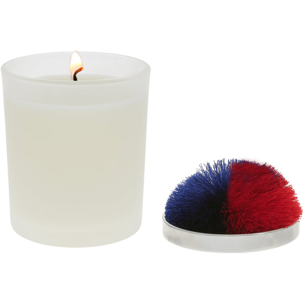pavilion gift company Blank Red & Blue - 5.5 oz - 100% Soy Wax Candle with Pom Pom Lid Scent: Tranquility