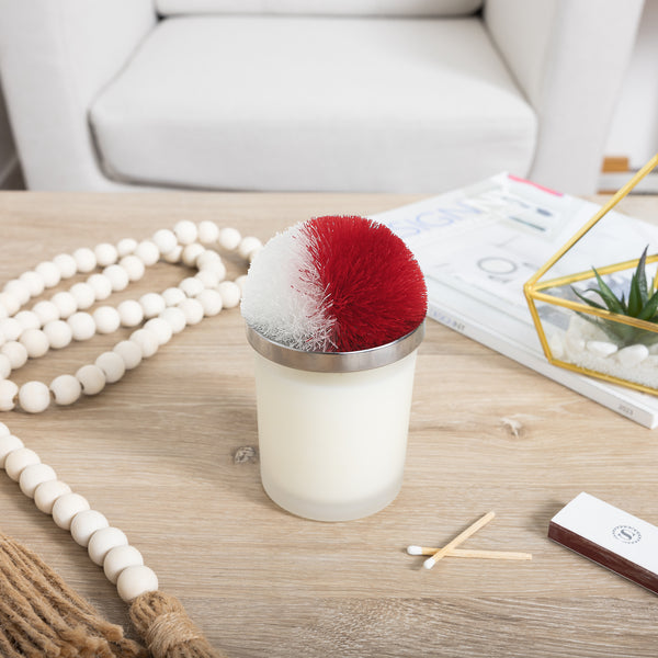 Pavilion Gift Company Blank Red & White - 5.5 Oz - 100% Soy Wax Candle With Pom Pom Lid Scent: Tranquility