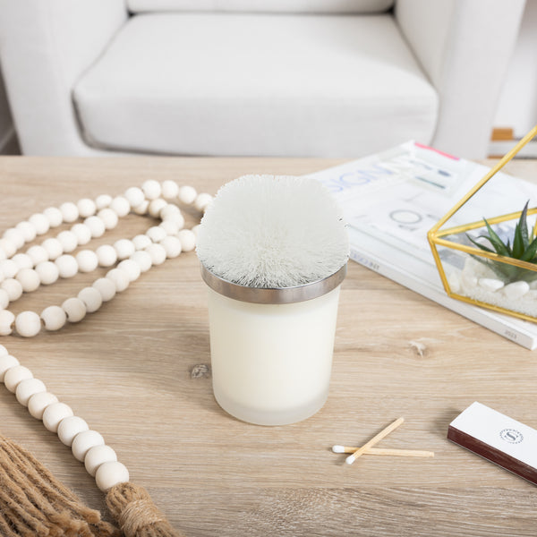 Pavilion Gift Company Blank White - 5.5 Oz - 100% Soy Wax Candle With Pom Pom Lid Scent: Tranquility