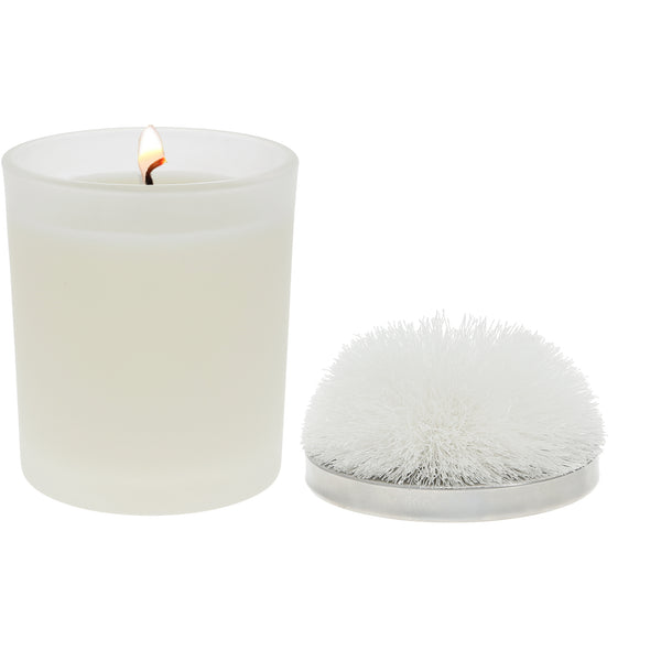 pavilion gift company Blank White - 5.5 oz - 100% Soy Wax Candle with Pom Pom Lid Scent: Tranquility