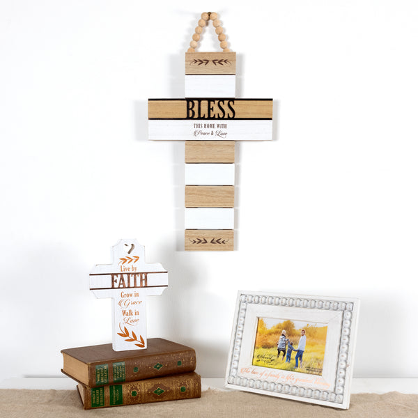 Pavilion Gift Company Bless 9.75" X 18" Hanging Cross Plaque