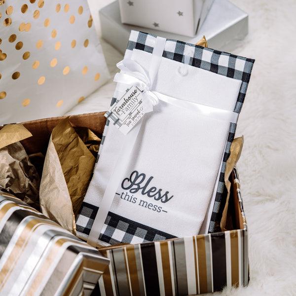 Pavilion Gift Company Bless Tea Towel Gift Set (2 - 19.75" X 27.5")