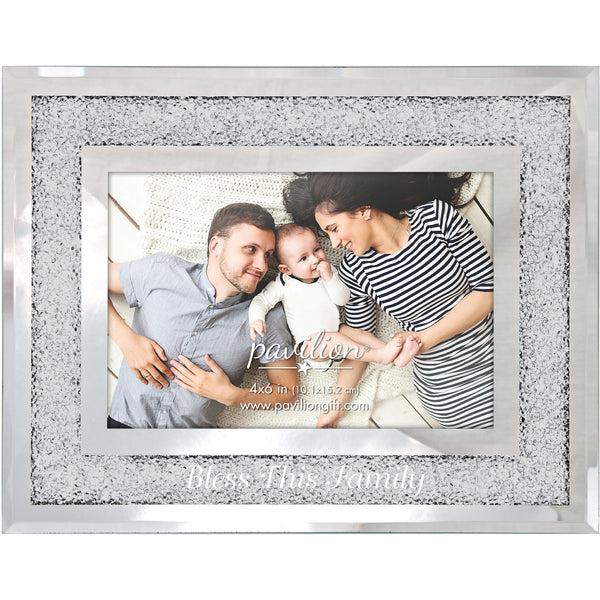 pavilion gift company Bless This Family 7.25" x 9.25" Frame (Holds 4" x 6" Photo)