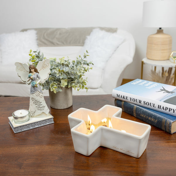 Pavilion Gift Company Bless This Home 12 Oz - 100% Soy Wax Reveal 5 Wick Candle Scent: Tranquility