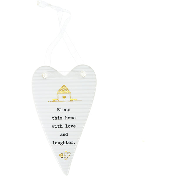 pavilion gift company Bless this Home 4" Hanging Heart Plaque