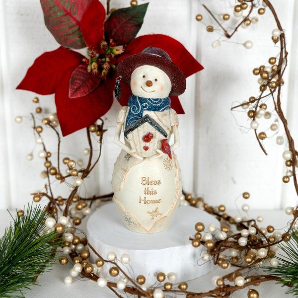 Pavilion Gift Company Bless This Home 6.5" Snowman With Birdhouse