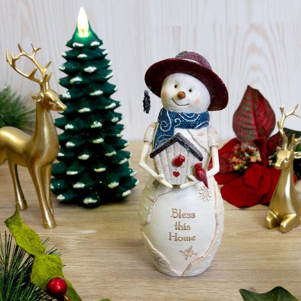 Pavilion Gift Company Bless This Home 6.5" Snowman With Birdhouse
