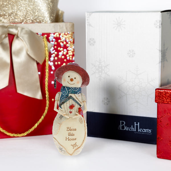 Pavilion Gift Company Bless This Home 6.5" Snowman With Birdhouse
