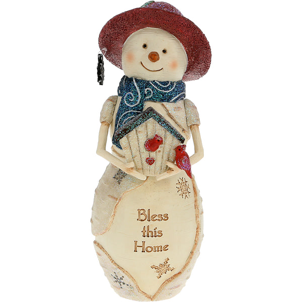 pavilion gift company Bless This Home 6.5" Snowman with Birdhouse