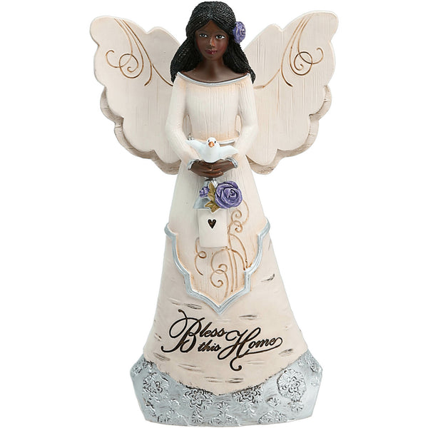 pavilion gift company Bless this Home 6" EBN Angel Holding Bird House